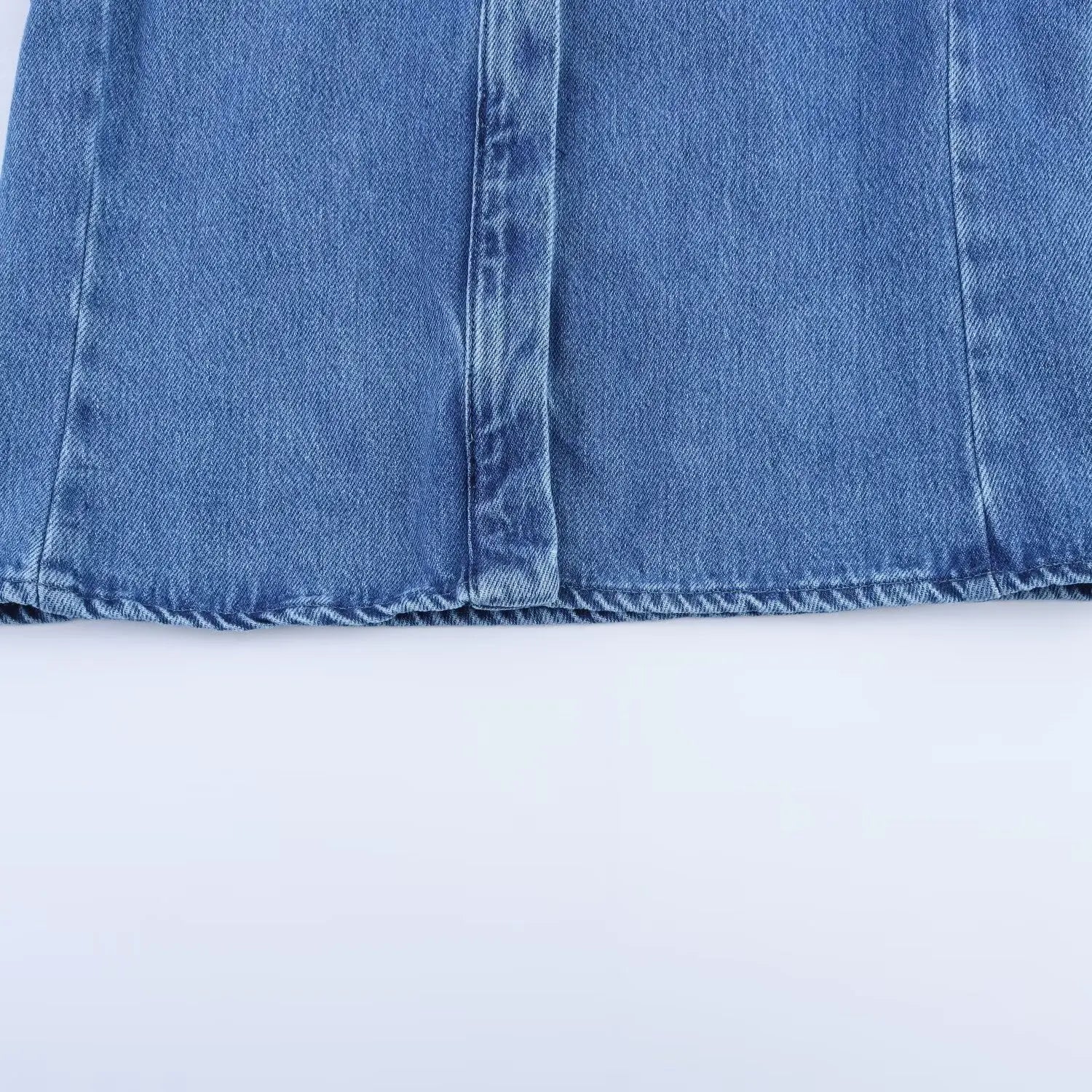 HH Women Summer New Fashion Thin Single-breasted Loose Folds Denim Shirt+High Waist Zipper Pocket Wide-leg Casual Pants Suit