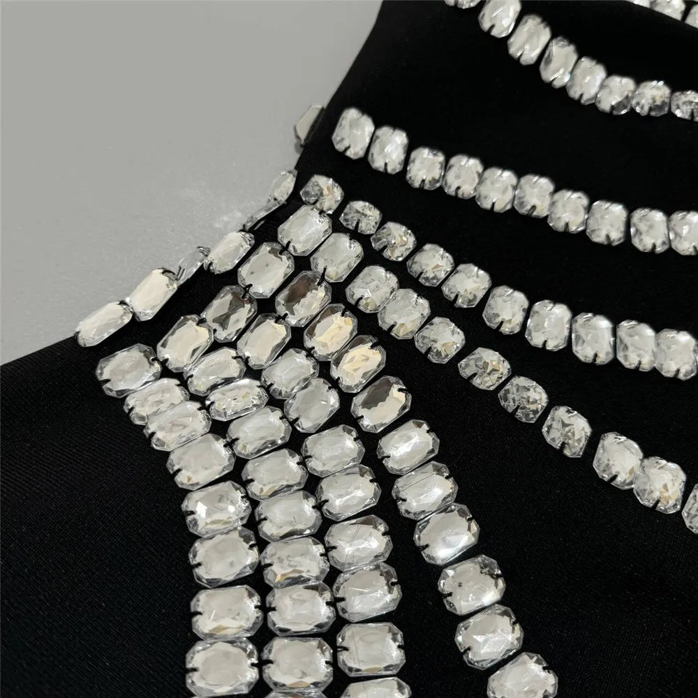 Women New Arrival Sexy Strapless Beading Bandage Dress Bodycon Clothes Club Party Evening Elegant Dresses