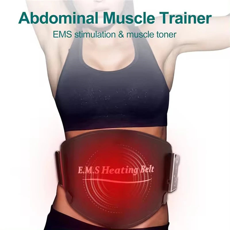 EMS Waist Abdominal Trainer Belt Muscle Stimulator Abs Muscle Toner Display Fat Burn Body Slimming Weight Loss Fitness Massage