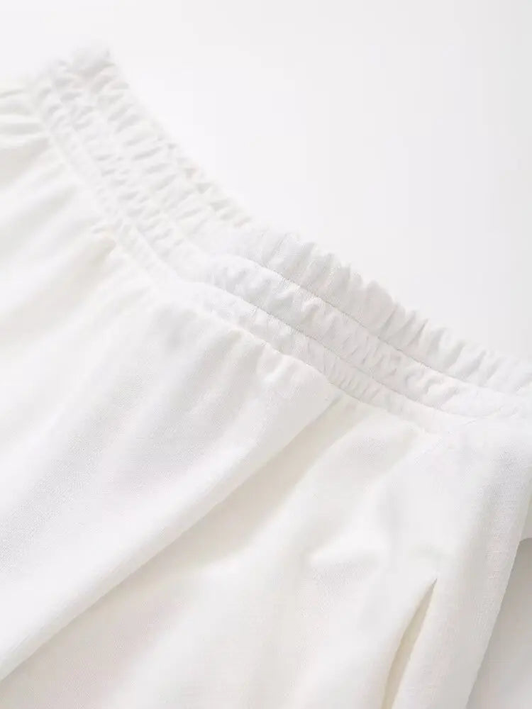 HH 2024 Women's Solid Casual T Shirts Pant Set Short Sleeves O-Neck T-Shirt Top+Lace-up Loose Side Pockets Straight Pant