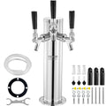 SucceBuy Triple Taps Draft Beer Tower Dispenser Stainless Steel Keg Beer Tower Kegerator Tower Kit Pre-Assembled Tubing for Bar