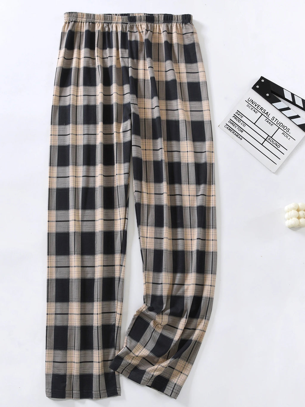 Men's Stylish Summer Pajama Pants, Thin Plaid Loungewear, Loose and Comfortable, Plus-Size Breathable Air-Conditioned Pants, Home Sleepwear