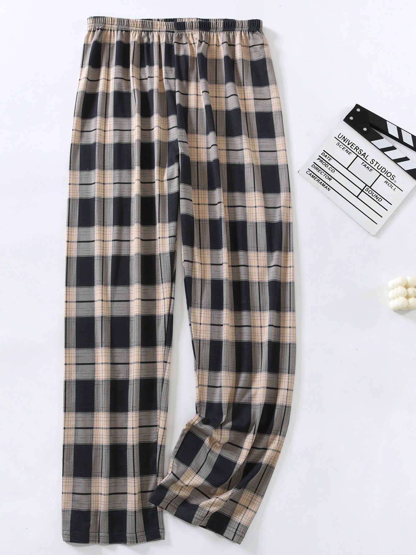 Men's Stylish Summer Pajama Pants, Thin Plaid Loungewear, Loose and Comfortable, Plus-Size Breathable Air-Conditioned Pants, Home Sleepwear