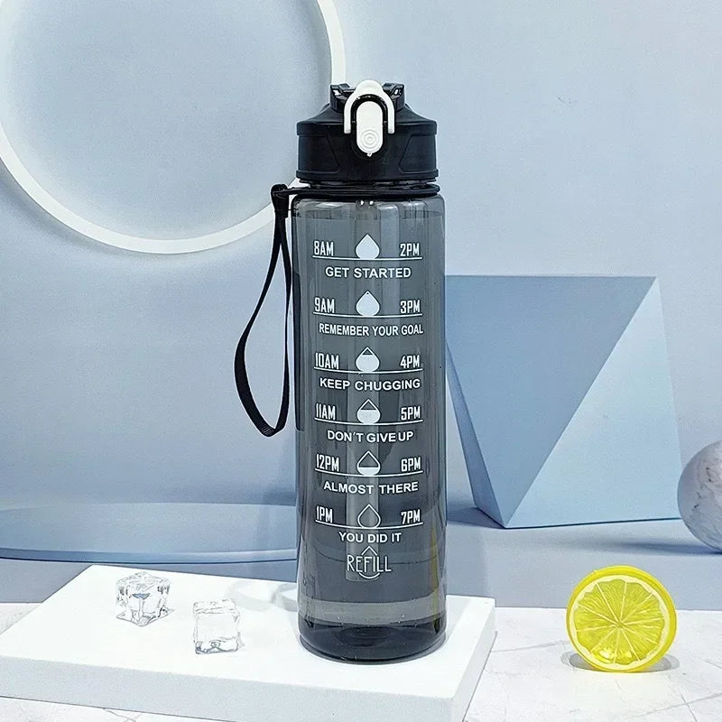 800ML Sports Water Bottle with Time-Tracking Straw Leak Proof Locking Flip Cover for Easy Carry Ideal for Outdoor Adventures