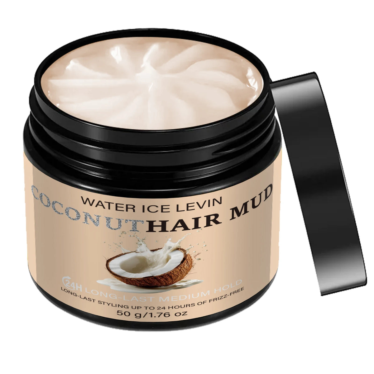 Water Ice Levin Coconut Hair Mud 24H Long Last Medium Strong Hold Water Based Styling Paste 50g