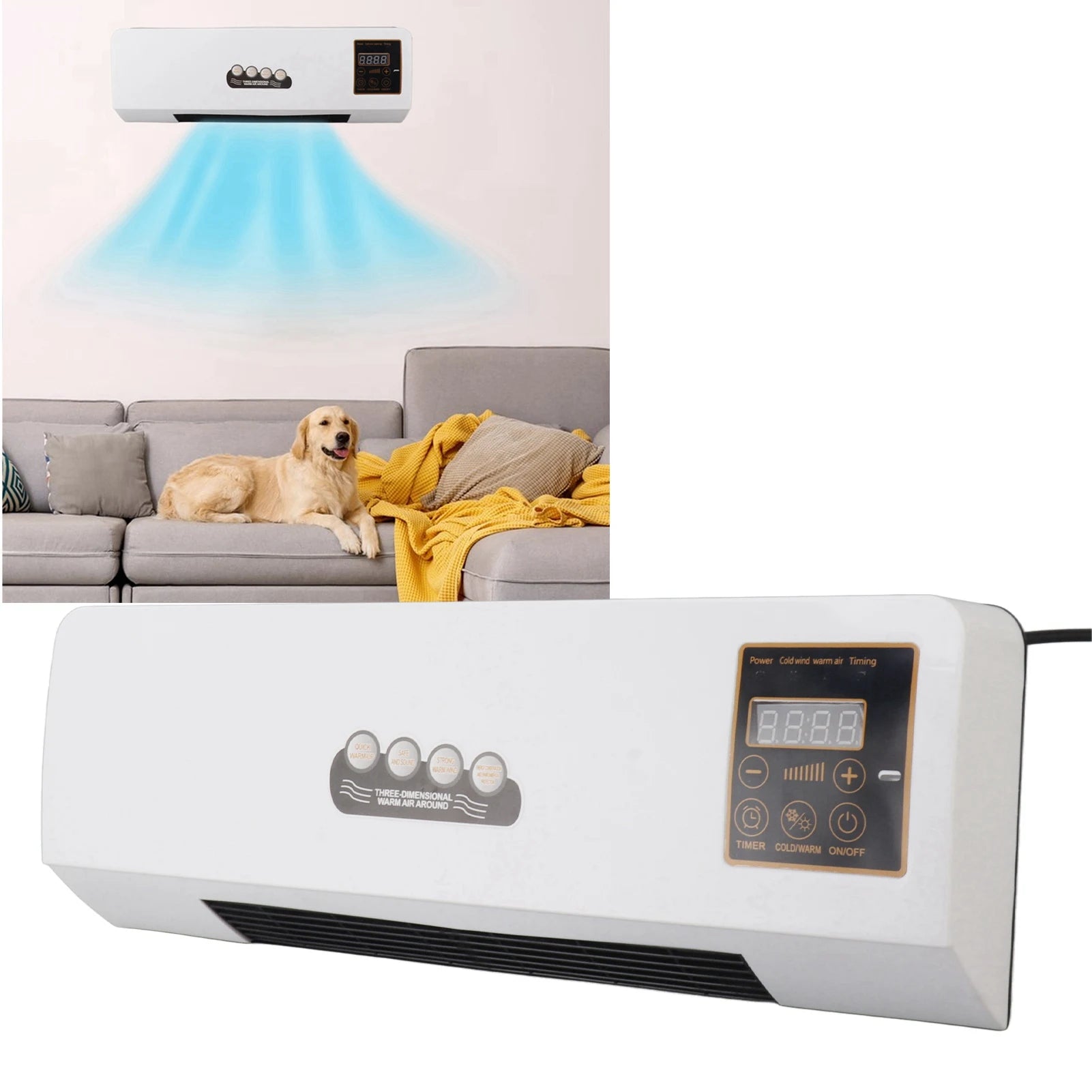 Wall Heater and Air Conditioner Combo Electric Cooling and Heating Machine Low Noise 2 in 1  Heating  for Bathroom