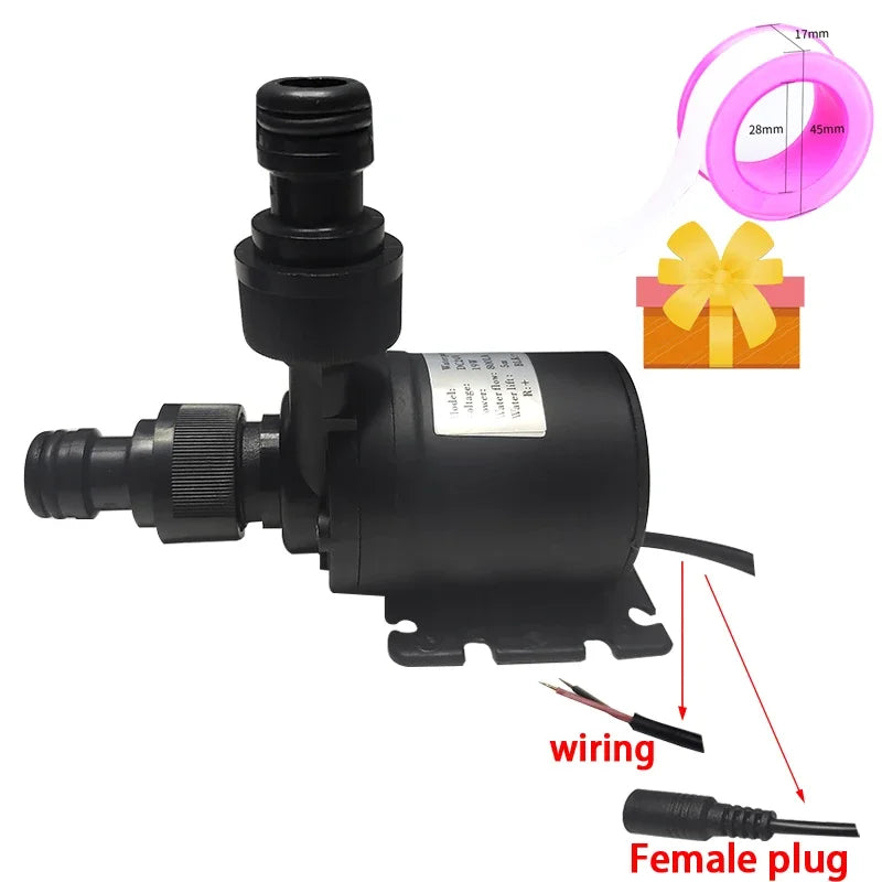 Water Pump DC 24V 12V High Pressure Ultra Quiet Solar Lift 5M 800L/H Brushless Motor Submersible Water Pumps Quick Break Joint