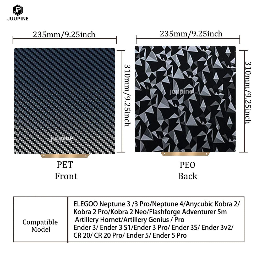 For Flashforge Adventurer 5m Bed PEO PET Spring Steel Sheet 235x235 Double Sided Heat Bed For Flashforge Adventurer 5m Pro