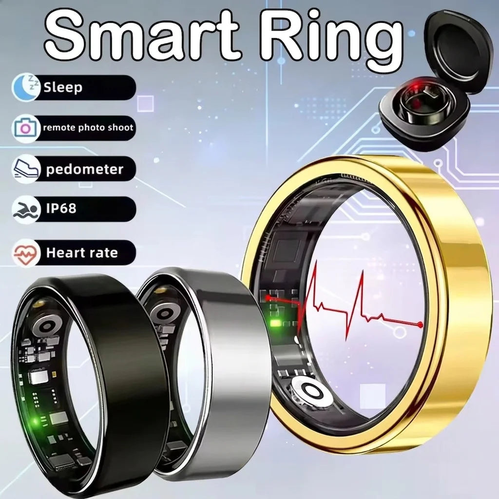 2026 Smart Ring Blood Pressure Heart Rate Sleep Monitoring Smartring IP68 & 5ATM Waterproof Multi-sport Mode Smartring Man Women