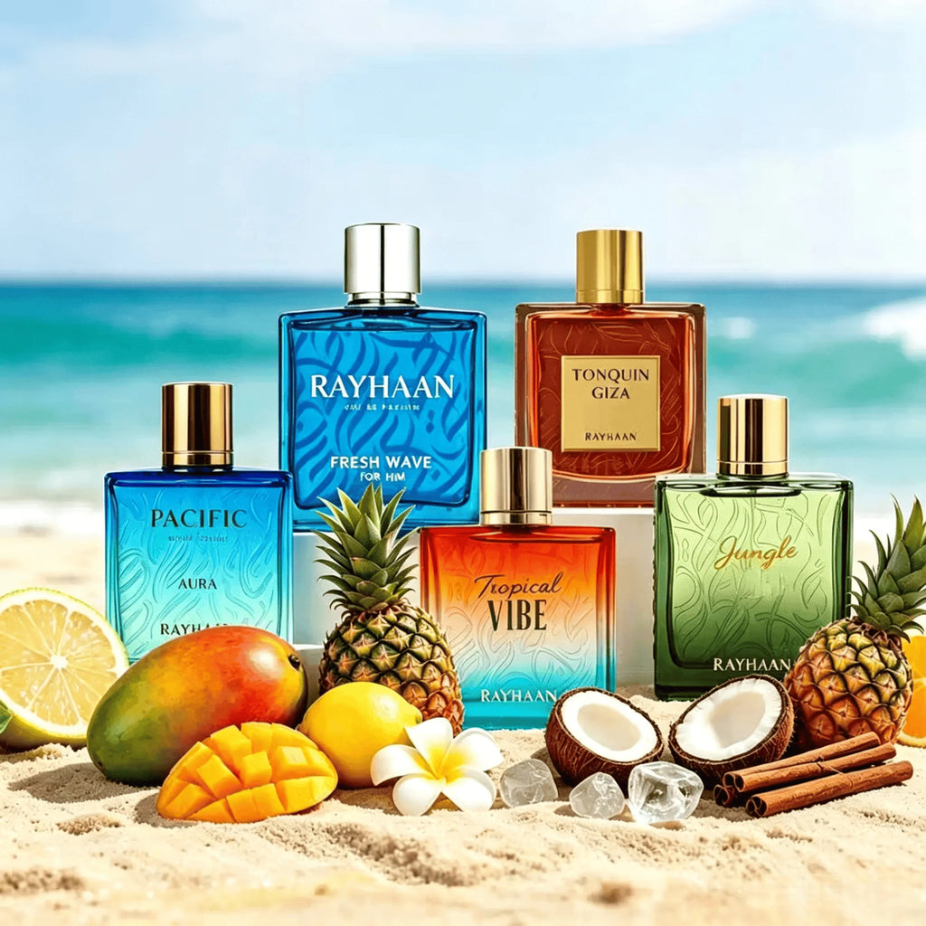 Fresh Wave Tropical Vibe Pacific Aura Men Perfume, Long Lasting Aquatic Citrus Scent Eau De Parfum Spray For Summer.