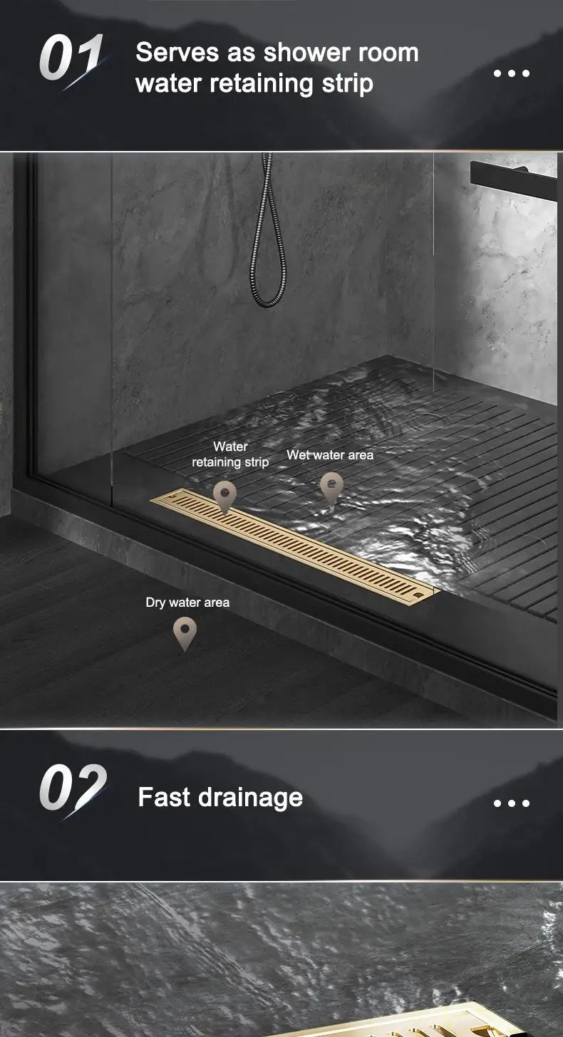 20/30/40/50/60cm Stainless Steel Shower Floor Drain Bathroom Rectangle Linear Floor Drainage Floor Drain with Strainer Covern
