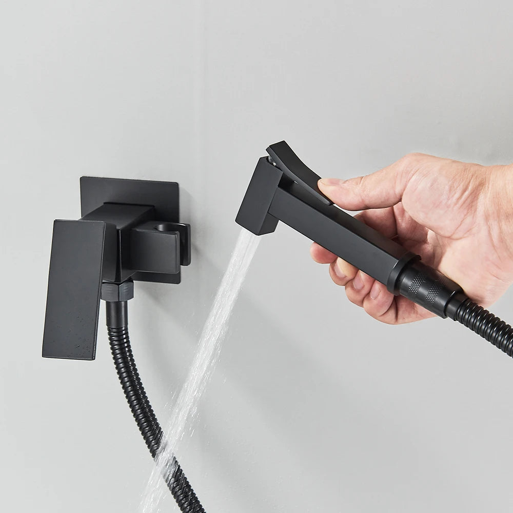 Rozin Black Bidet Faucets Wall Mounted Bathroom Shower Tap Bidet Toilet Sprayer Bidet toilet Washer Mixer Faucet