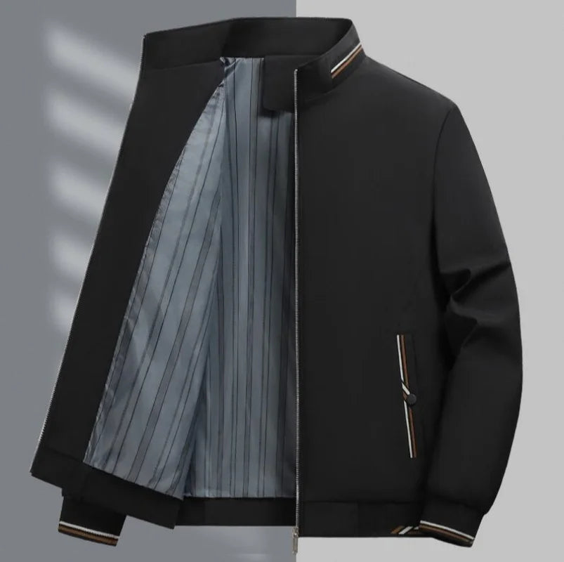 Mens Jacket Casual Fashionable, High Quality Stand Collar Light Outerwear Windproof Comfortable Slim Fit Coat for Walking Sports