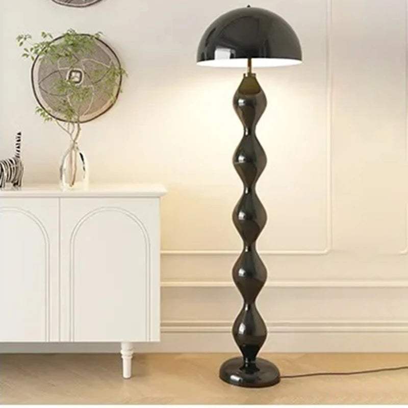 Black Iron Floor Lamp Mushroom Lamp Stand for Bedroom Bedside Sofa Corner Home Decoration Living Room Smooth Color Floor Light