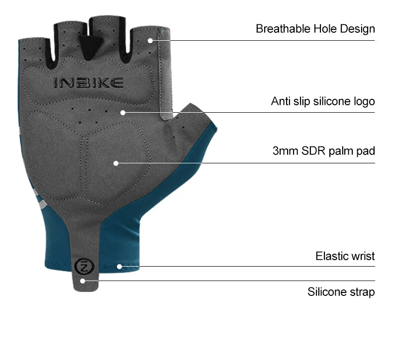INBIKE Cycling Gloves Half Finger Summer Men Women MTB Gloves Shock-absorption Mountain Bike Sports Gloves Cycling Accessories