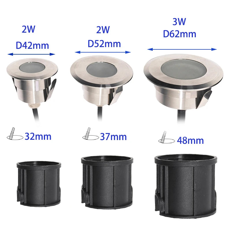 1W 2W 3W Waterproof Led Underground Light Terrace Spot DC12V 24V Rgb Garden Decoration Dimmable Built-in Floor Deck Lamp IP68