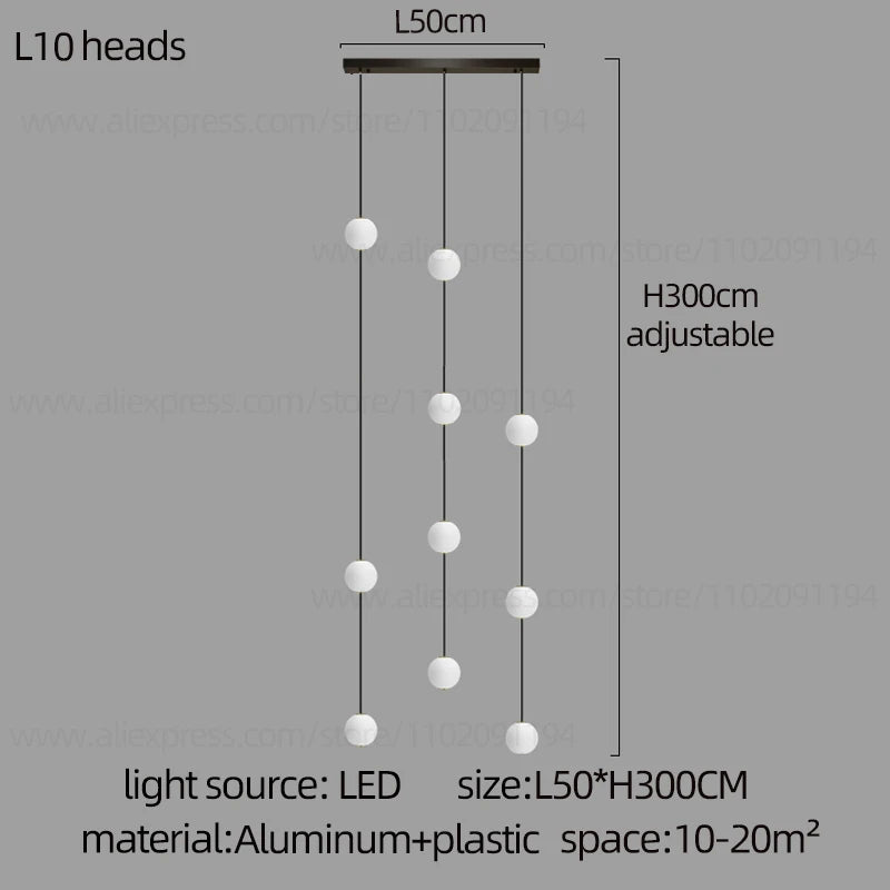 Stairs Modern Chandelier Loft Duplex Living Room Hotel Lobby Long Pendant Nordic Home Decorative Lighting Ball Long Line Pendant