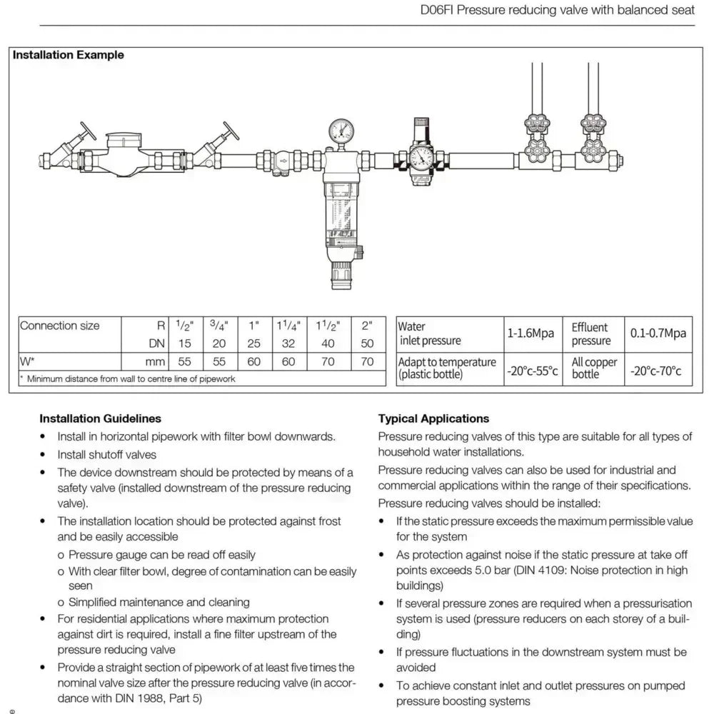 1/2" 3/4" 1" Brass Adjustable Pressure Reducing Valve With Pressure Gauge Cross-border Pressure Stabilizing Valve