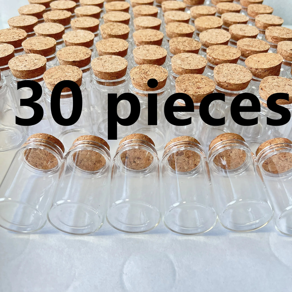 8/30 Pcs 40ml Glass Dried Flower Bottle Cork Tiny Glass Jars Transparent Empty Mini Containers DIY Wedding Favors Wishing Vials