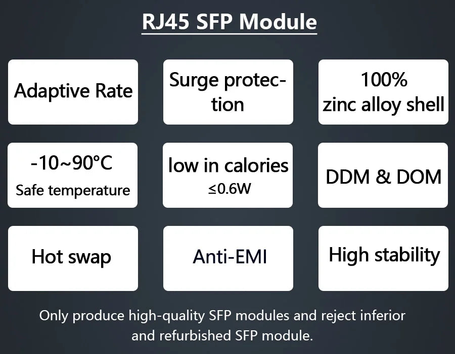 1G RJ45 To SFP Module Adaptive rate Copper SFP Transceiver For Mikrotik/Cisco Switch Plug and Play 1000BASE-T RJ45 SFP Module