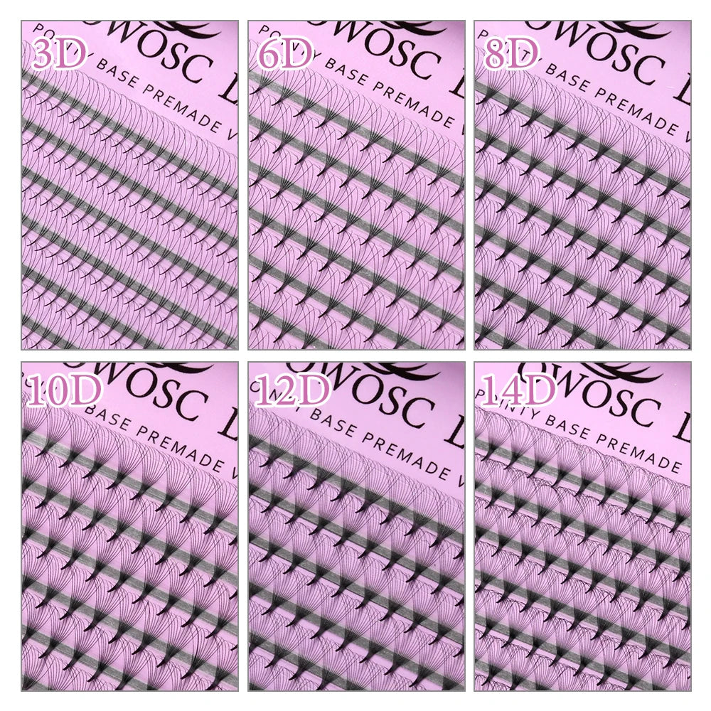 OWOSC 320 Fans Pointy Base Premade Volume Fans Medium Stem Sharp Thin Pre Made Russian Volume Fan Eyelash Extensions Custom Logo