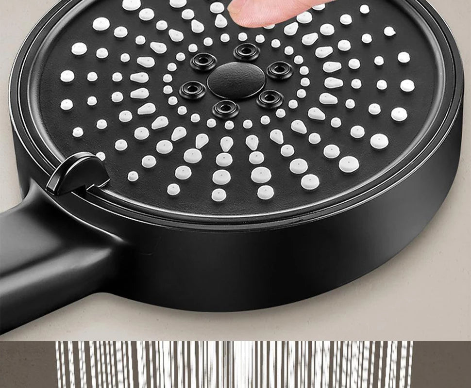 12.5cm Big Panel Shower Head,High Pressure Rainfall Shower Set Water Saving Shower,5 Modes Adjustable Shower Head Bathroom Tools