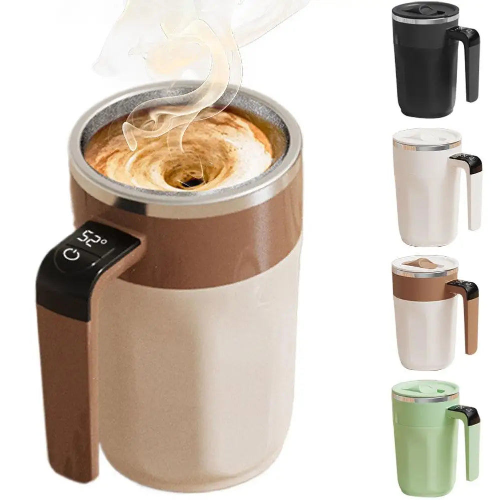 400ML Mixing Cup LED Temperature Display Coffee Cup 316 Stainless Steel Magnetic rotating stirring Milk Coffee Self Stirring Mug