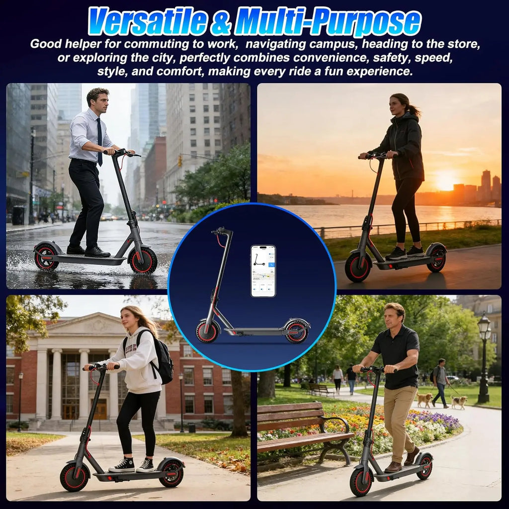500W Motor Folding Electric Scooter For Adults 36V 5.2AH Battery Rang 8.5'' Solid Tire 18MPH 15Miles Long Range APP Control