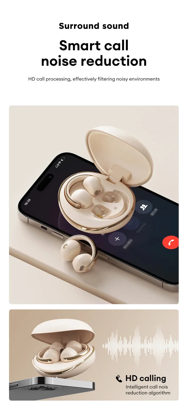 Choice Original Monster XKT30 TWS Wireless Bluetooth 5.4 Ear Clip Touch Earphones Deep Bass Noise Reduction Gaming Headset