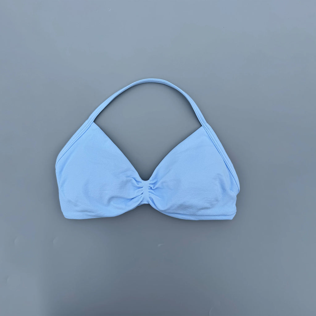 Sports Strappy Bra Yoga Underwear Women Gym Crop Top Running Exercise Backless Bra Support ActiveWear Fitness Workout Halter