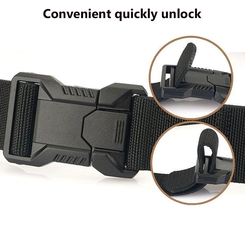 Nylon Tactical Belt Men Automatic Buckle Quick Release Military Belt Outdoor Casual Workwear Training Pants Heavy Duty Web Belt