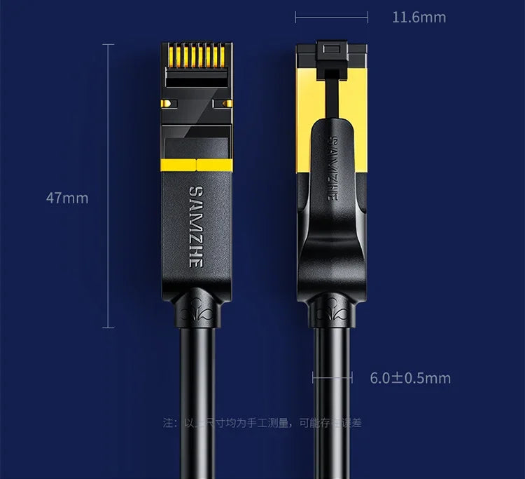 Samzhe Cat7 Heavy Duty High Speed 10Gbps Internet Network Cable Professional LAN Cable Shielded for Gaming Streaming Home Office