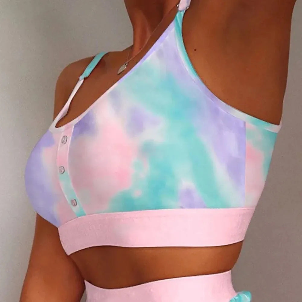 Creative Multiple Print Women Pajama Set Sleeveless Comfortable Sleepwear Set Breathable Suspender Style Pajama Shorts Set