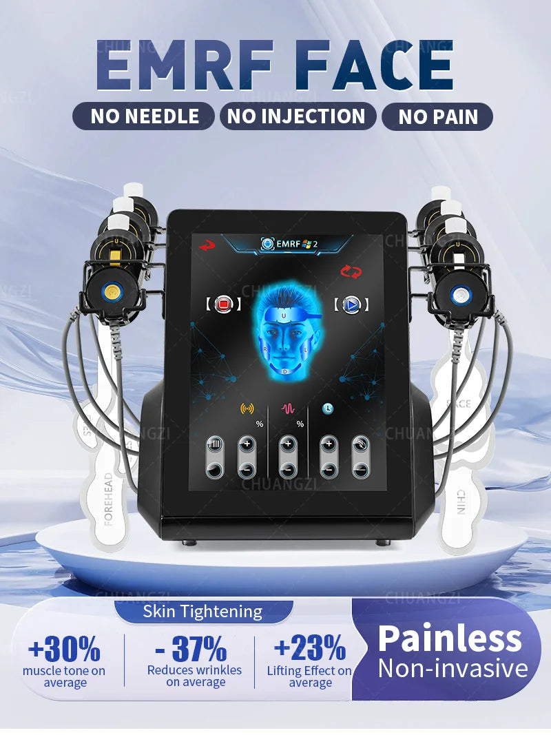Ems RF Facial Electrostimulation Face Lifting Machine  6 Handles Sculpt Face Pads Massager Device Anti Aging Wrinkles Removal