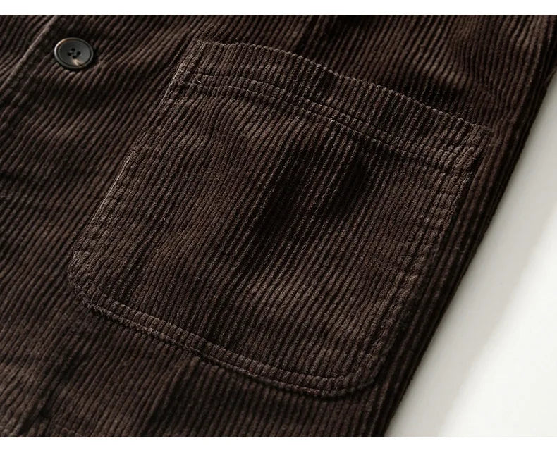 Autumn Casual Blazers for Men Daily Commute Suit Male Pure Cotton Corduroy Gray Single Breasted Suit Jackets Man Simle Coats