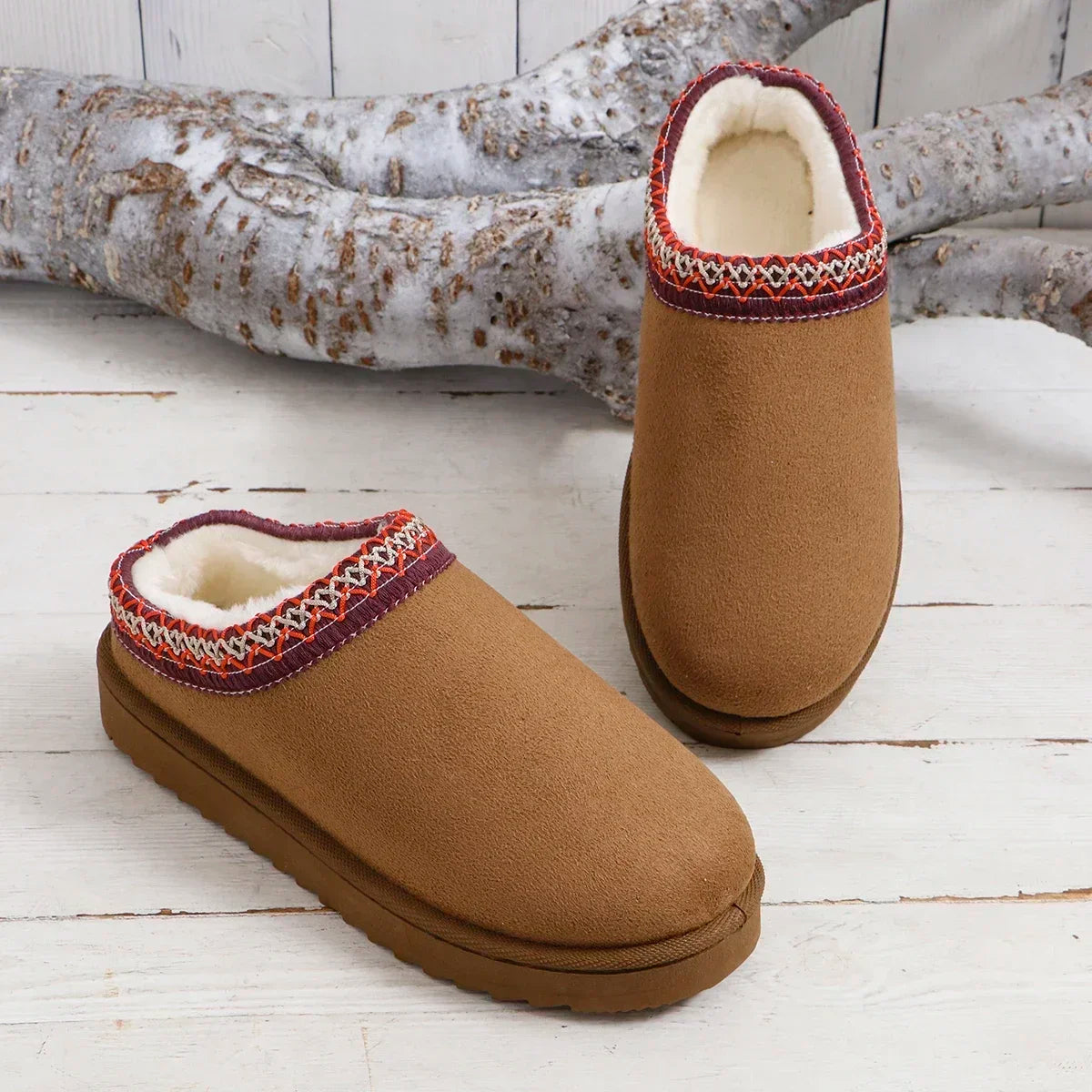 Winter 2024 New Cashmere Warm Thick Sole Heelless Covered Half Mop Cashmere Warm Uggs