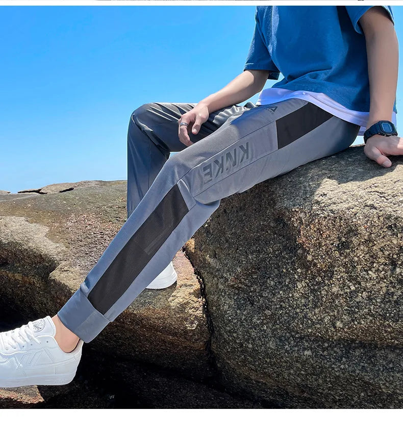 Thin Tall Men Ice Silk Pants Slim Fit Summer Jogger Male Extra Long Length 120cm 190 195 200 Cm 120 2m 200cm 205cm Sport Trouser