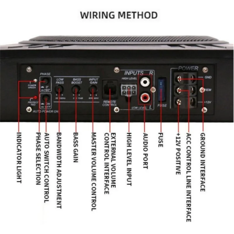 10-inch car subwoofer, 600-watt high-power aluminum alloy speaker, under-seat bass unit modification, ultra-thin amplifying subw