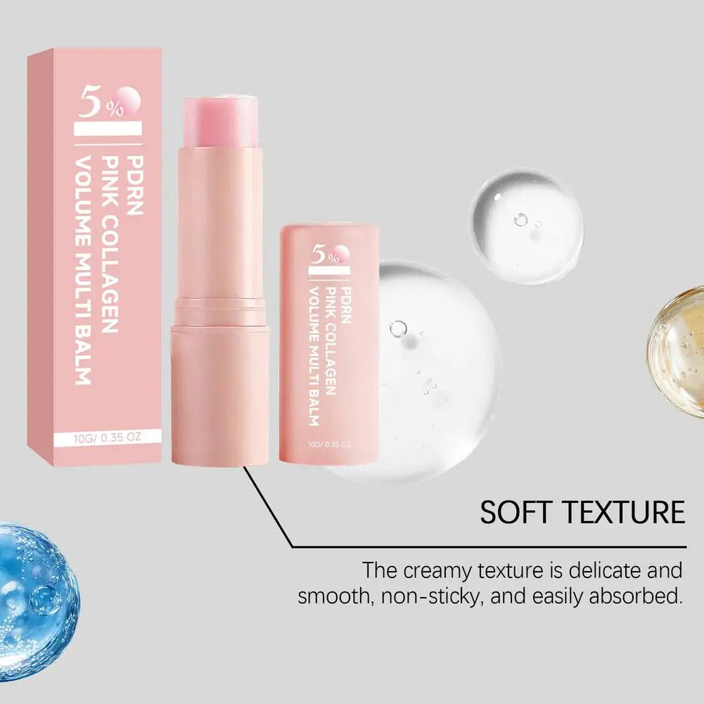 PDRN Pink Collagen Volume Multi Balm Stick Hydrating Wrinkle Cream NAD Stick for Face,Under Eyes, Lips Fine Lines, Firming Care