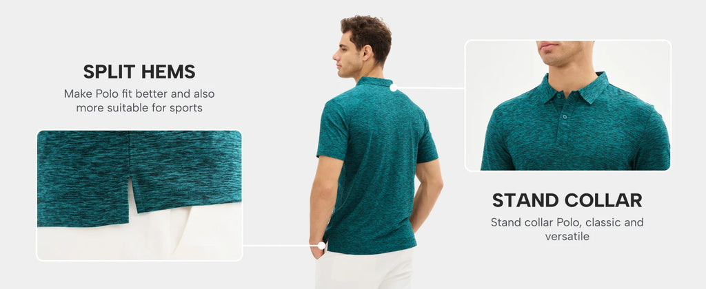 TACVASEN Mens Summer Casual Polo Lightweight Dry Fit Golf Shirts Moisture Wicking Sports Polo Shirt Workout Tees Work Shirts