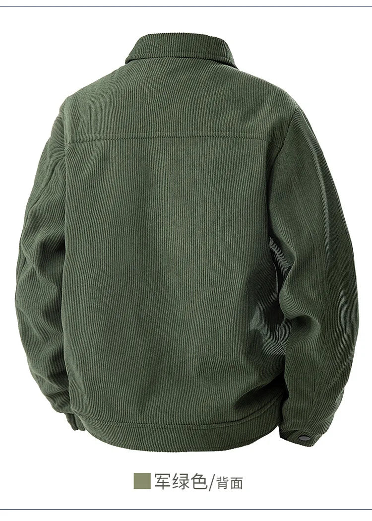 Spring and Autumn Men's Corduroy Lapel Jacket 2025 Men's New American Retro Brand Loose and Handsome Multi-pocket Cargo Jacket