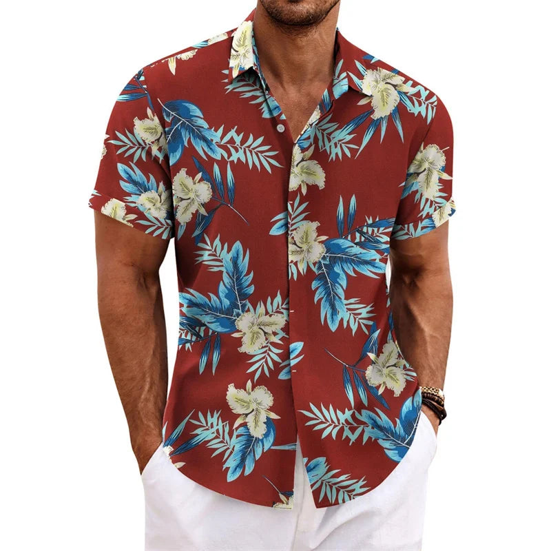 Men's Hawaiian shirt short sleeved printed button clothing summer beach shirt casual vacation comfortable and breathable