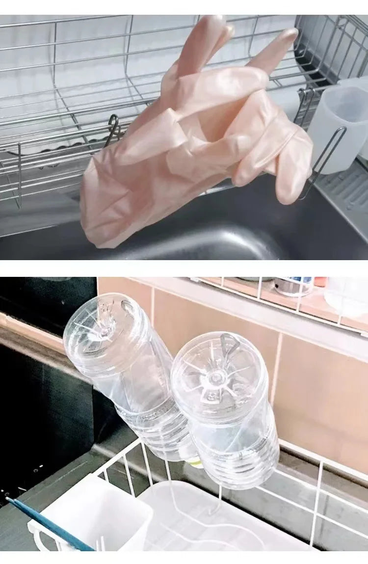 Kitchen Glove Drying Rack with Cup Hooks, Stainless Steel Drain Storage Organizer, Multifunctional Kitchen Utensil Drying Tool