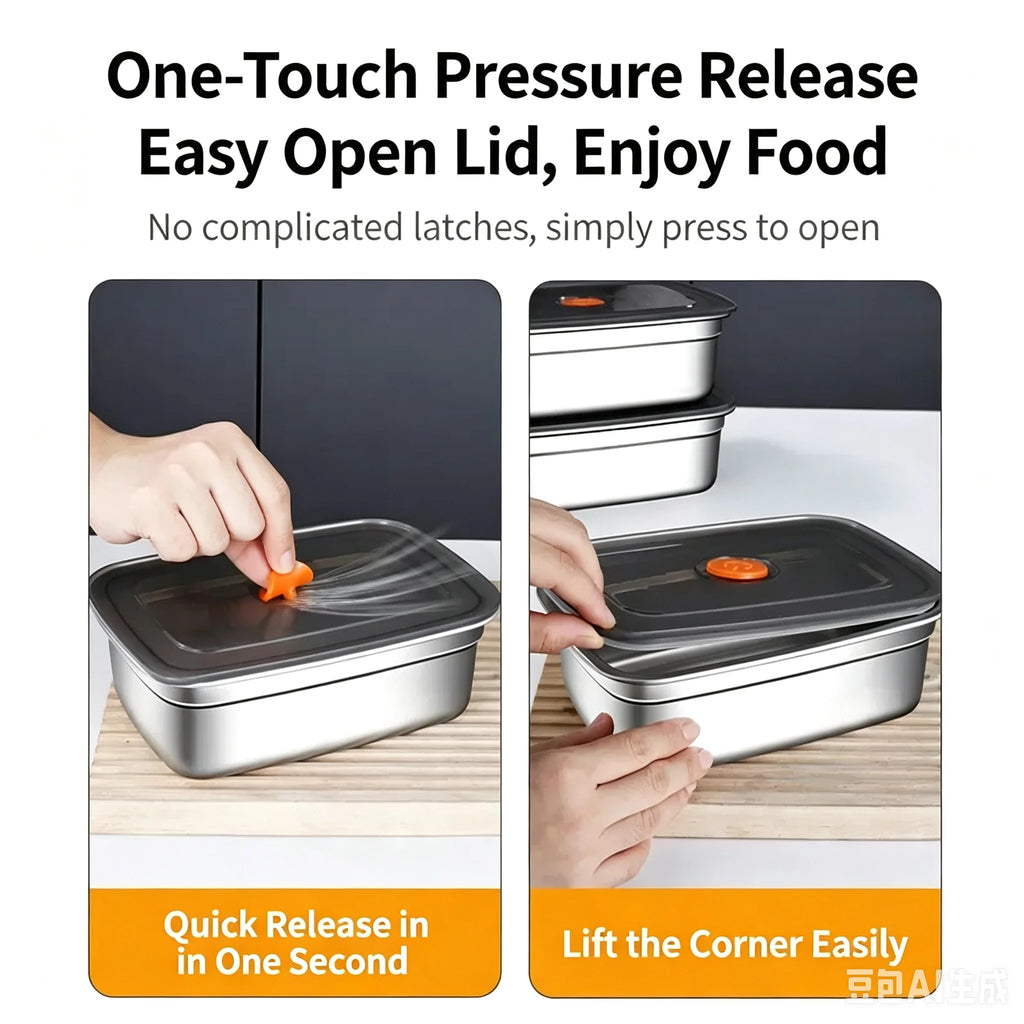 Food Storage Container Airtight Leakproof Lunch Box Freezer Microwave Safe Metal Meal Prep Box Refrigerator Food Keeper with Lid