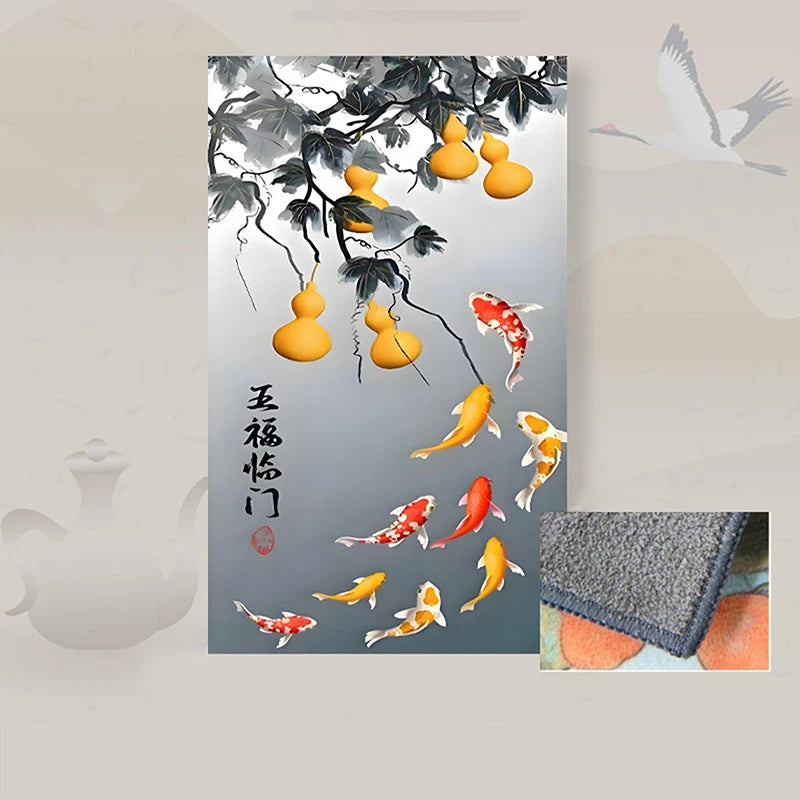 30*18cm High-end Tea Towel With Retro Style And Colorful Painting, Special Tea-drinking Cloth, Premium Tea Set