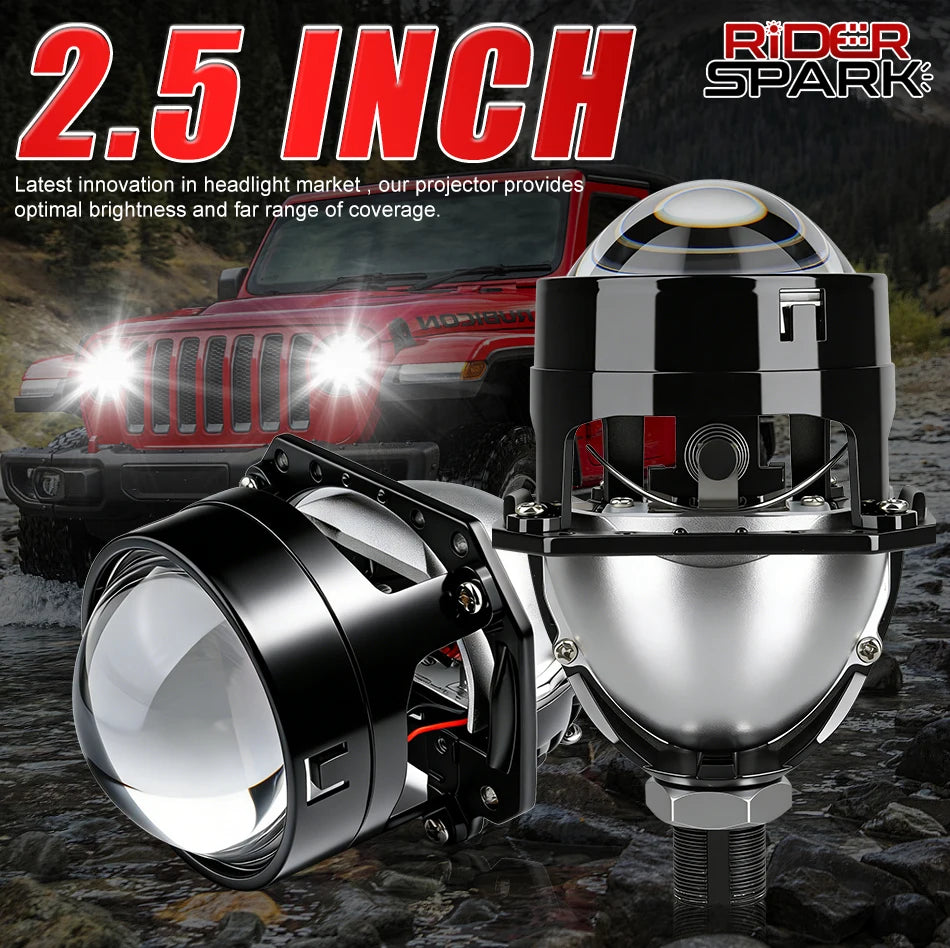 2.5Inch WST Bi-Led Projector Lenses H4 H7 9005/9006 LED Bulbs 120W Car Headlight Retrofit Upgrade Full Kit 6000K White 1/2pcs