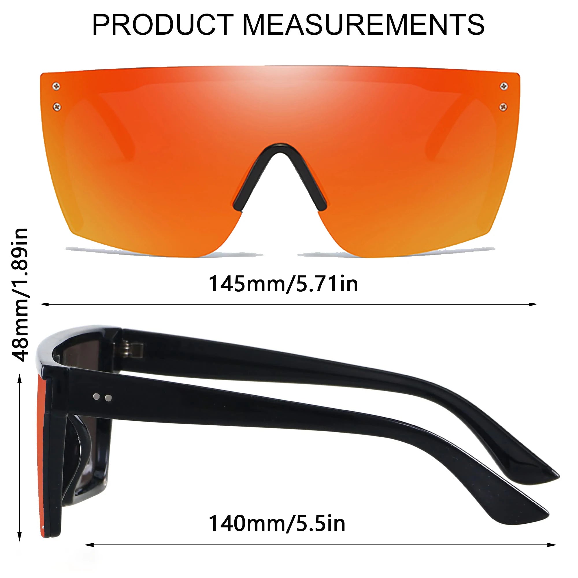 Men's sunglasses Mirrored Oversized Rimless Sun Glasses for Men Women Flat Top Shield Wrap Square UV400