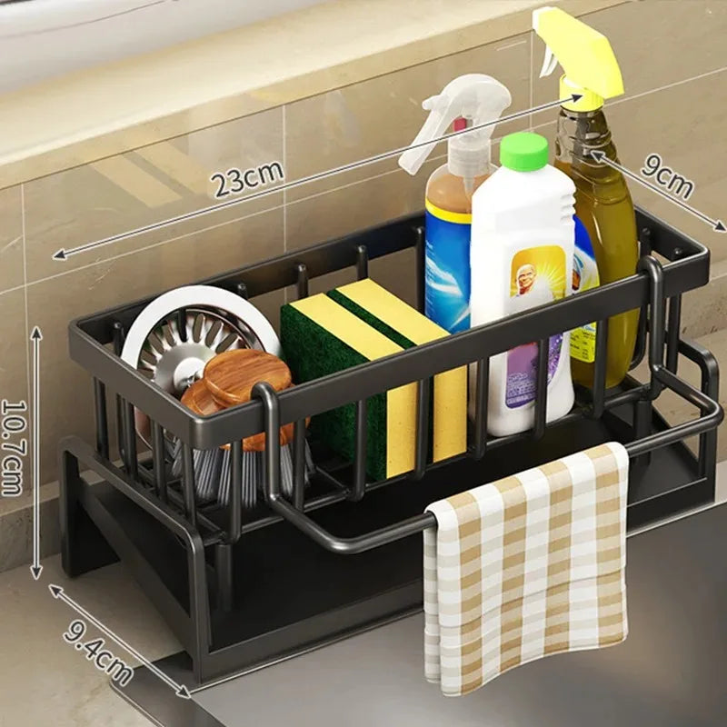 Kitchen Sink Drain Rack Organizer Kitchen Multifunctional Stainless Steel Drain Rack for Sponge Cleanser Organizer