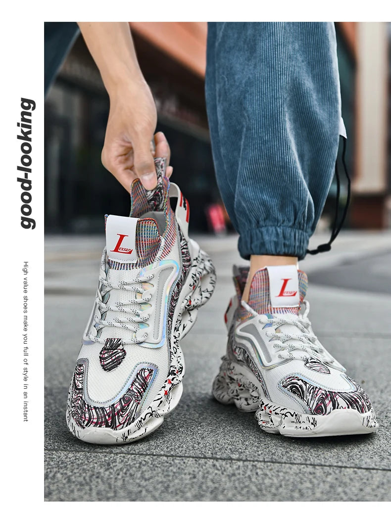 Men's Casual Sneakers Breathable Luxury Trainer Race Shoes Fashion Loafers Running Shoes for Male Comfortable Tenis