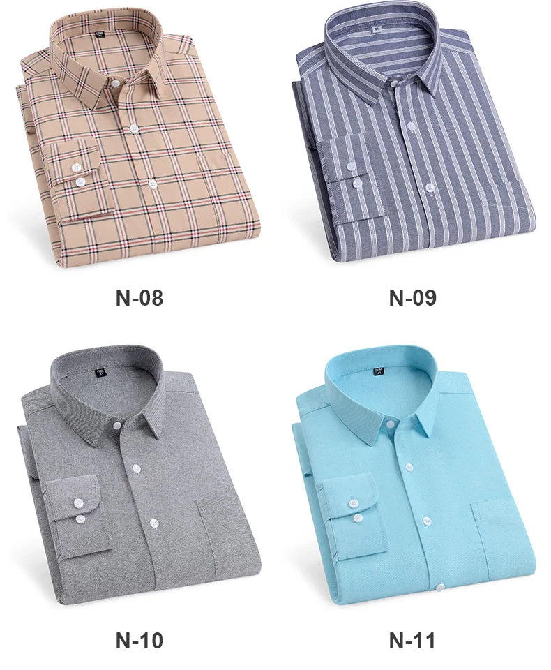 New in shirt over size long-sleeve shirts for men slim fit formal plain shirt soft comfortable striped plaid office full clothes
